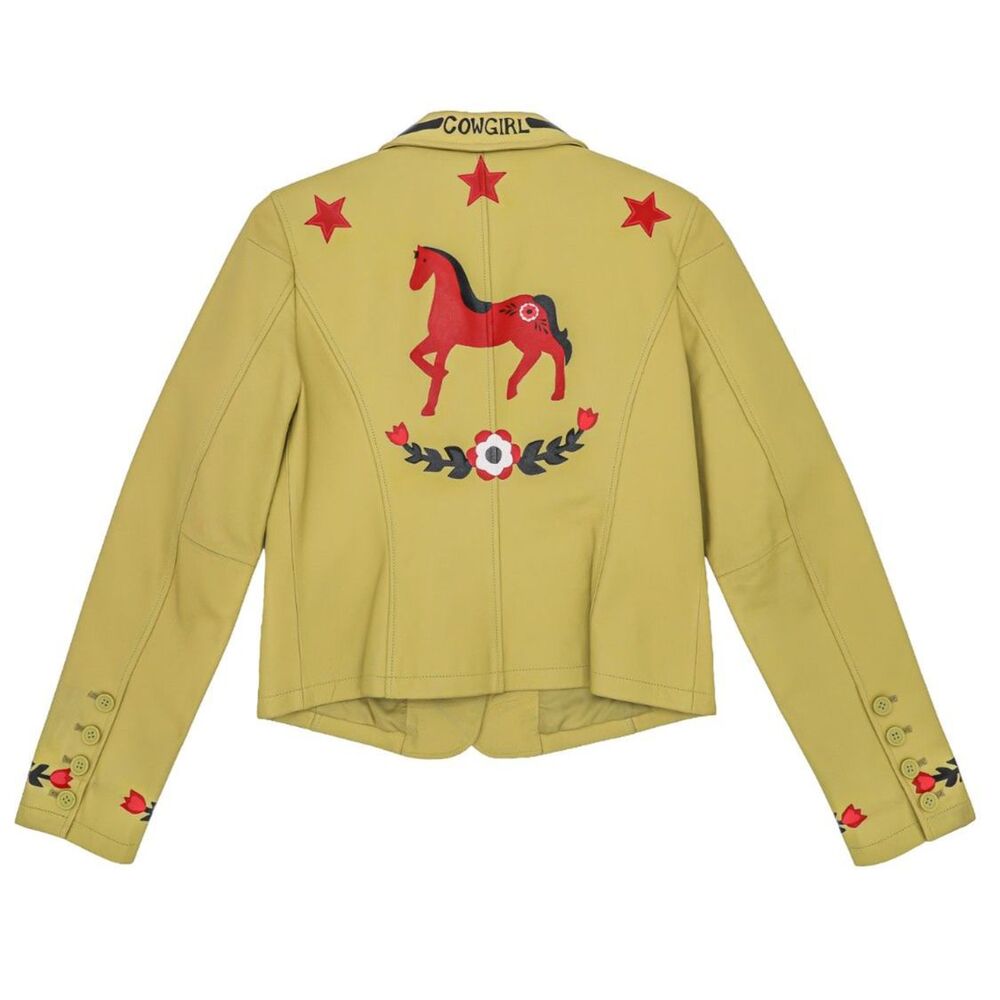 Vintage Western Leather Jacket Size Medium Hand Painted Jacket - Picture 5 of 8